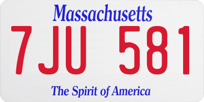 MA license plate 7JU581