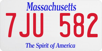 MA license plate 7JU582