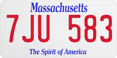 MA license plate 7JU583
