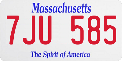 MA license plate 7JU585