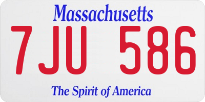 MA license plate 7JU586