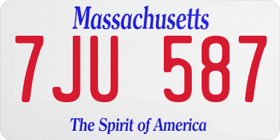 MA license plate 7JU587