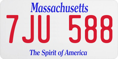 MA license plate 7JU588
