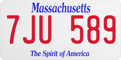 MA license plate 7JU589