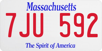 MA license plate 7JU592