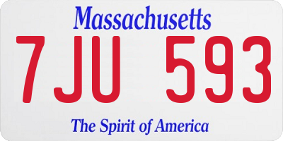 MA license plate 7JU593