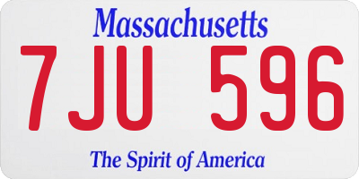 MA license plate 7JU596