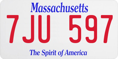 MA license plate 7JU597