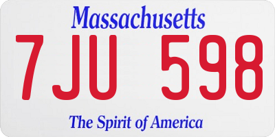 MA license plate 7JU598