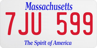 MA license plate 7JU599