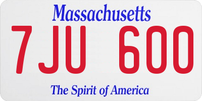 MA license plate 7JU600