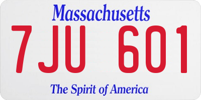 MA license plate 7JU601