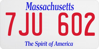 MA license plate 7JU602