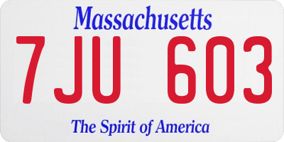 MA license plate 7JU603