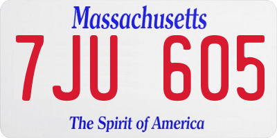MA license plate 7JU605