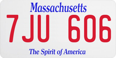 MA license plate 7JU606