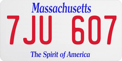 MA license plate 7JU607