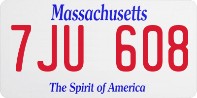 MA license plate 7JU608