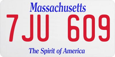 MA license plate 7JU609