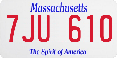 MA license plate 7JU610