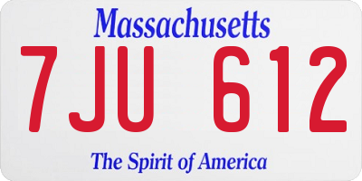 MA license plate 7JU612