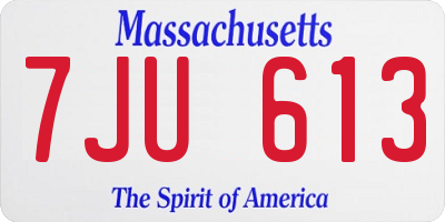 MA license plate 7JU613