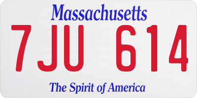 MA license plate 7JU614