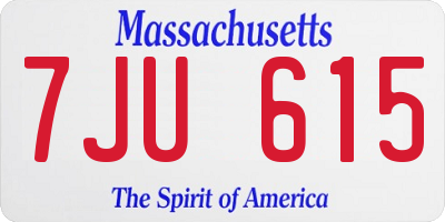 MA license plate 7JU615