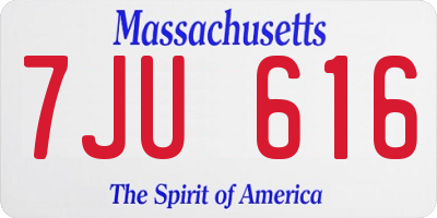 MA license plate 7JU616