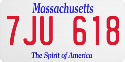 MA license plate 7JU618