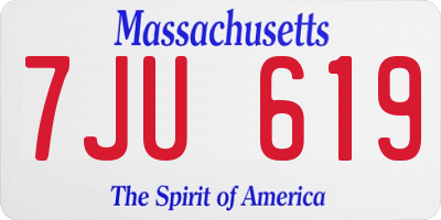 MA license plate 7JU619
