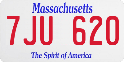 MA license plate 7JU620