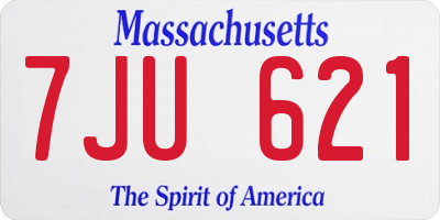 MA license plate 7JU621