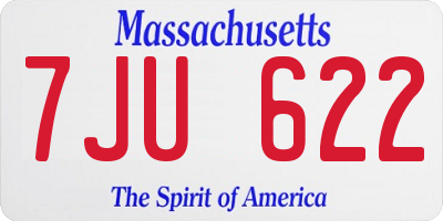MA license plate 7JU622