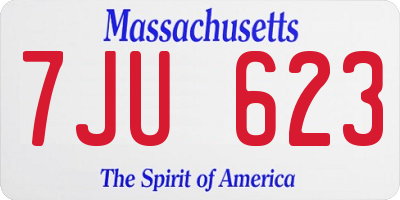 MA license plate 7JU623
