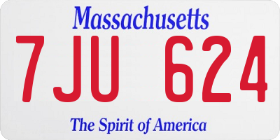 MA license plate 7JU624