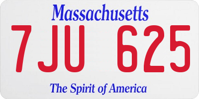 MA license plate 7JU625
