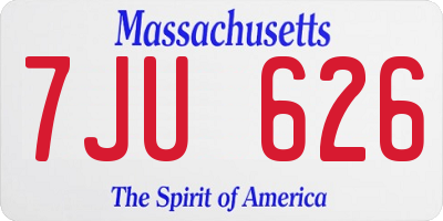 MA license plate 7JU626