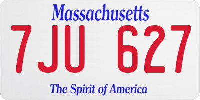 MA license plate 7JU627