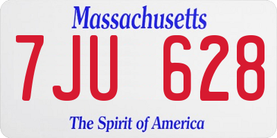 MA license plate 7JU628