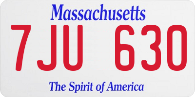 MA license plate 7JU630