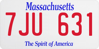 MA license plate 7JU631