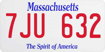 MA license plate 7JU632