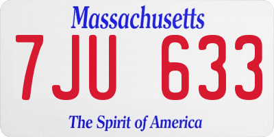 MA license plate 7JU633