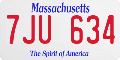 MA license plate 7JU634