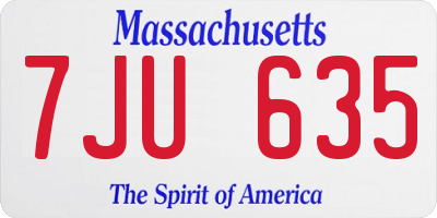MA license plate 7JU635