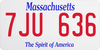 MA license plate 7JU636