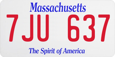 MA license plate 7JU637