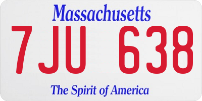 MA license plate 7JU638
