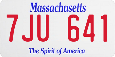 MA license plate 7JU641